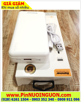 Hammer HQ6 (VỎ TRẮNG), Pin sạc dự phòng Hammer HQ6 với dung lượng chuẩn 10 000mAh chính hãng |Bảo hành 01 năm